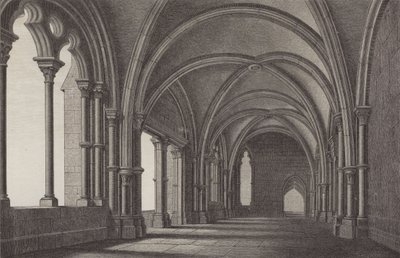 A maulbronni kolostor előcsarnoka, Baden-Württemberg, Németország (metszet) alkotó: German School