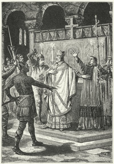 Thomas a Becket meggyilkolása a canterburyi katedrálisban alkotó: German School