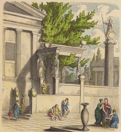 A szent olajfa az athéni Akropoliszon (színes metszet) alkotó: German School