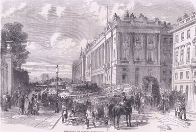 Utcai barikádok feldobása Párizsban, Cassells: A Franciaország és Németország közötti háború története, a Cassell and Company Limited kiadása, 1890 körül (litho) alkotó: German School
