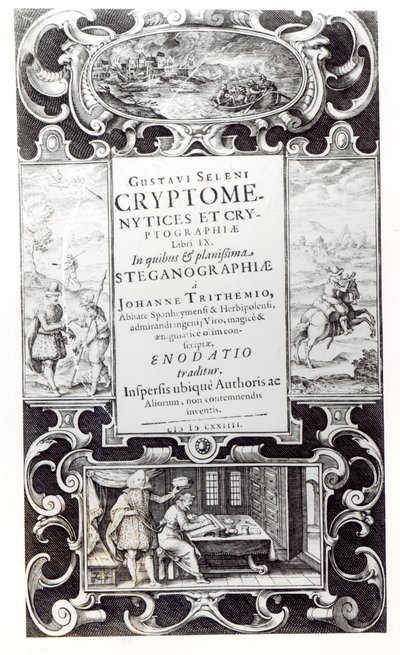 Címlap Gustavus Selenus (Augustus, Brunswick hercege) Cryptomenysis és kriptográfia 9. könyvéhez, 1624 alkotó: German School