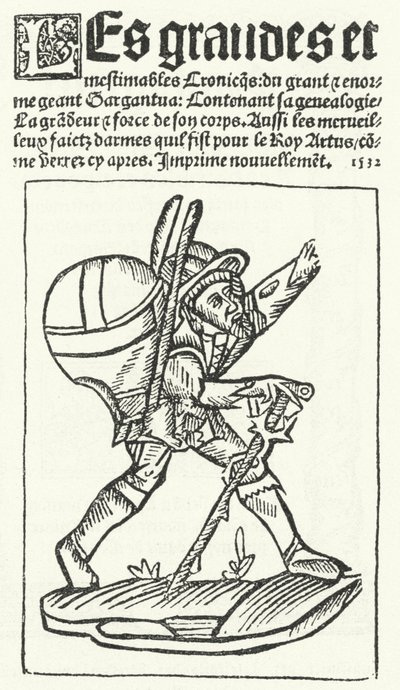 Címlap a Gargantua legismertebb kiadásából, Francois Rabelais regényéből (metszet) alkotó: German School