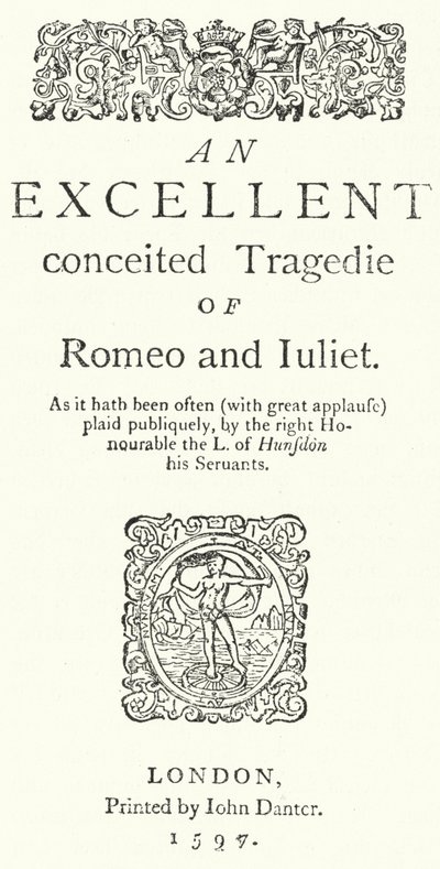 Shakespeare Rómeó és Júliája első kvartókiadásának címlapja (metszet) alkotó: German School