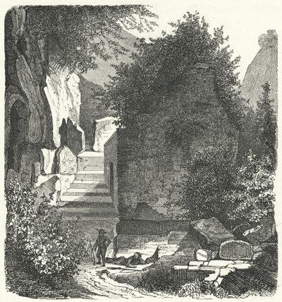 Vergilius római költő sírja, Posillipo, Nápoly (metszet) alkotó: German School