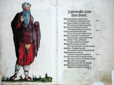 Tuiscon, minden németek atyja, "A német nemzet első tizenkét öreg királyának és fejedelmének eredete" című könyvből. alkotó: German School