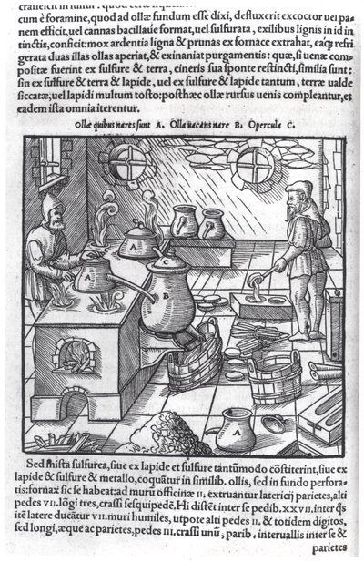 Georg Bauer (1494-1566) De Re Metallicából, Agricola néven ismert kén felhasználásával alkotó: German School