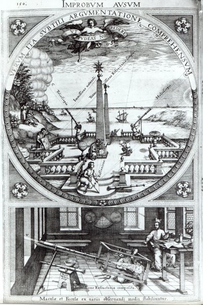 Különféle módszerek a napfoltok megfigyelésére, Christoph Scheiner Rosa Orsina illusztrációja, megjelent 1630-ban (részletesen lásd: 294058) alkotó: German School