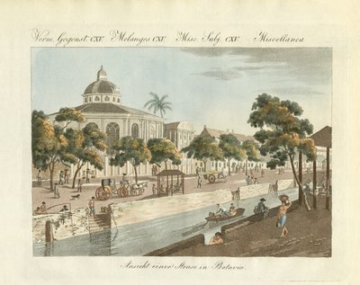 Kilátás Batavia városának egy részéről (színes metszet) alkotó: German School