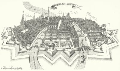 Berlini kilátás a 17. századból (metszet) alkotó: German School