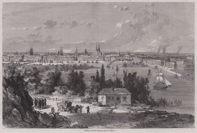 Kilátás Bordeaux-ra, Franciaország (metszet) alkotó: German School
