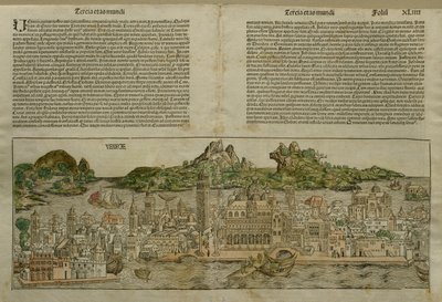 Velence látképe, Hartmann Schedel (1440-1514) Nürnbergben megjelent Liber Chronicarum illusztrációja, 1493 alkotó: German School