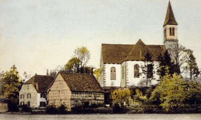 Kilátás a Bischwiller-templomra, Németország alkotó: German School