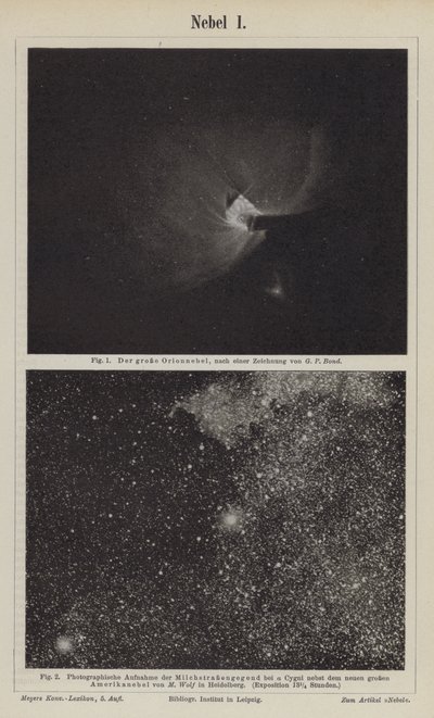 Kilátás az Orion-ködről és a Tejútról Deneb környékén (metszet) alkotó: German School
