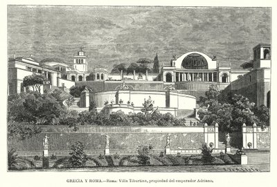 Hadrianus római császár villája, Tivoli, Olaszország (litho) alkotó: German School