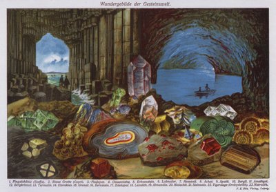 A világ csodái vagy kőzetek és kristályok (színes litográfia) alkotó: German School