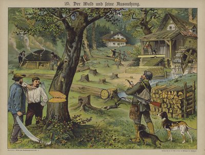 Famunkások (színes litho) alkotó: German School