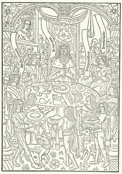 Fametszet a Lancelot du Lac első kiadásából, Jean le Bourgeois 1488-ban Rouenben nyomtatta (metszet) alkotó: German School