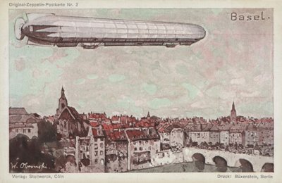 Zeppelin repül Bázel felett alkotó: German School