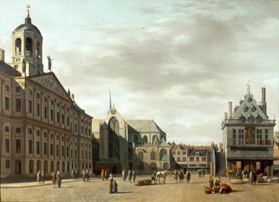 A Dam utca és az új amszterdami városháza, Hollandia ... alkotó: Gerrit Adriaensz Berckheyde