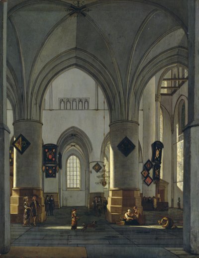 Belső kilátás a Szent Bavo-templomra, Harlem alkotó: Gerrit Adriaensz Berckheyde