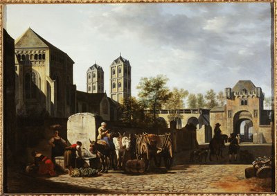 Közkút és a kölni Szent Gereon-templom, 1670 körül (olaj, fa) alkotó: Gerrit Adriaensz Berckheyde