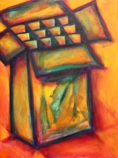 Yellow Box on Yellow, 2022 (akril, vászon) alkotó: Gerrit Greve