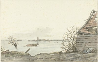 Kilátás az elárasztott Ransdorpról, 1825. február alkotó: Gerrit Lamberts