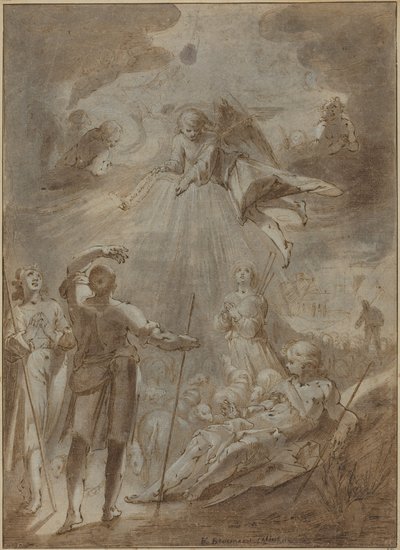 Annunciáció a pásztoroknak (toll és barna tinta, barna mosással, fehérrel kiemelve) alkotó: Gerrit Pietersz Sweelink