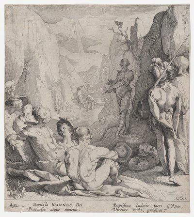 Keresztelő Szent János igehirdetés, 1593. alkotó: Gerrit Pietersz Sweelink
