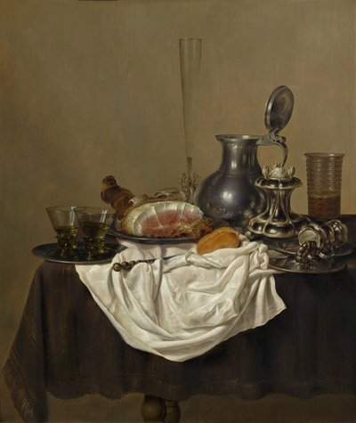 Csendélet sonkával, 1650. alkotó: Gerrit Willemsz. Heda