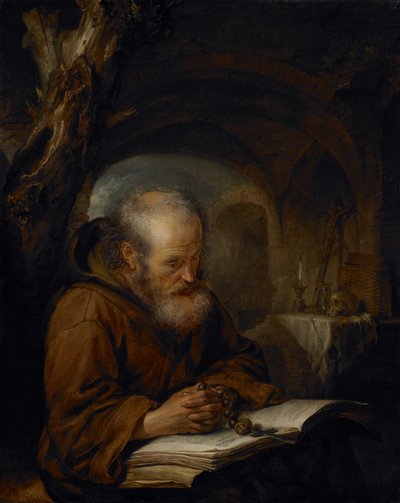 Egy remete imádkozik, 1670 alkotó: Gerrit Dou