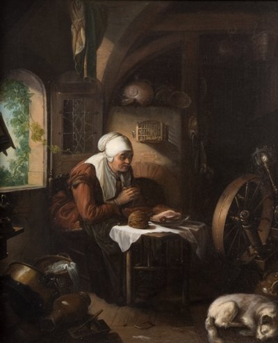 Grace a hús előtt alkotó: Gerrit Dou