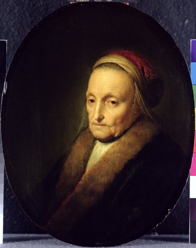 Egy szőrmegalléros öregasszony feje, 1630 után alkotó: Gerrit Dou
