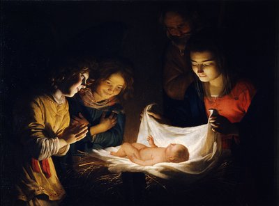 A Krisztus-gyermek imádása c. 1620 alkotó: Gerrit van Honthorst
