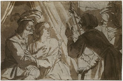 A tékozló fiú (toll és barna tinta, fekete krétával, papíron) alkotó: Gerrit van Honthorst