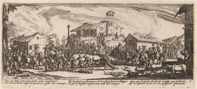 Egy falu kifosztása és felgyújtása alkotó: Gerrit van Schagen after Jacques Callot