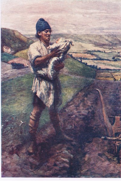 "Egy barázdában a mezőn talált rád a szántó." Történetek a Tündérkirálynőből, George Harrap and Company kiadásában alkotó: Gertrude E. Demain (after) Hammond
