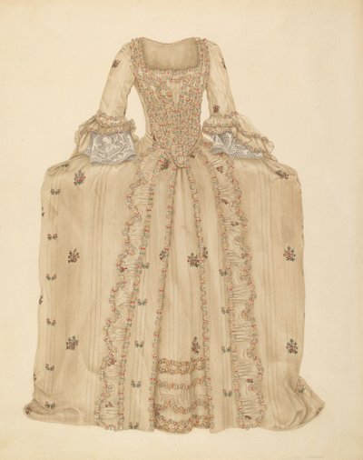 Brokádos selyem ruha, c. 1939. alkotó: Gertrude Lemberg