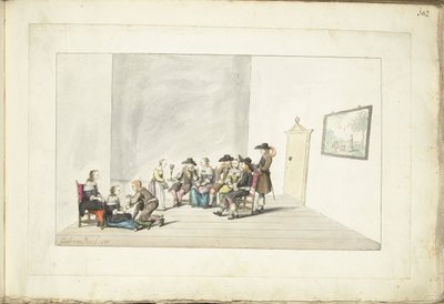 Tíz fiatal társasága egy belső térben alkotó: Gesina ter Borch (signed by artist)