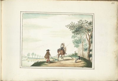 Úr és hölgy lóháton és gyalogos a tájon alkotó: Gesina ter Borch (signed by artist)