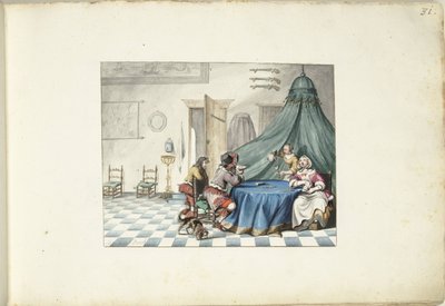 Kártyajátékosok egy belső térben alkotó: Gesina ter Borch (signed by artist)