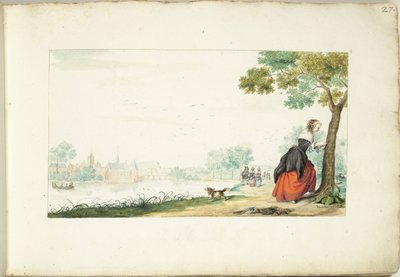 Nő neveket ír egy fára alkotó: Gesina ter Borch (signed by artist)
