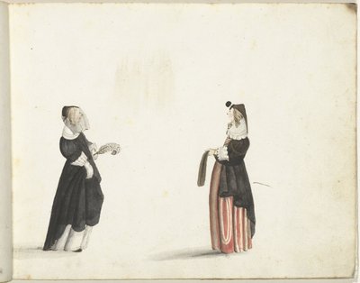 Két álló nő profilban alkotó: Gesina ter Borch