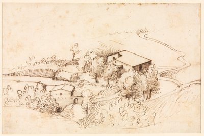 Farm fákkal dombos tájon (verso) alkotó: Gherardo Cibo