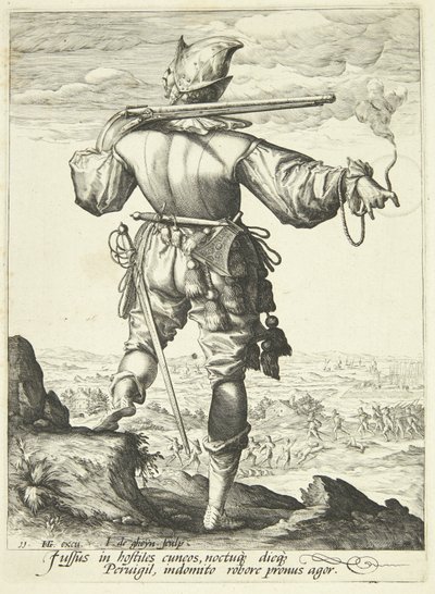 Egy muskétás hátulról nézve alkotó: Gheyn, Jacques II de