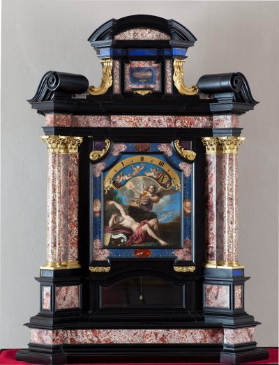 Óra Szent Jeromos hallásáról az utolsó ítélet trombitájánál Giacinto Brandi festménye (1621-1691) Giuseppe Campani szerkezete és mechanizmusa - 17. század Mérete 128x100x44 cm Genes musei di strada nuova alkotó: Giacinto Brandi