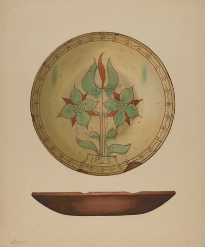 Tányér tulipánnal és két virággal, 1938. alkotó: Giacinto Capelli