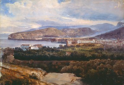 Sorrento látképe, Giacinto Gigante, tempera papíron alkotó: Giacinto Gigante