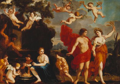 Bacchus és Ceres nélkül a Vénusz hideg, alkotó: Giacinto Gimignani or Gemignano