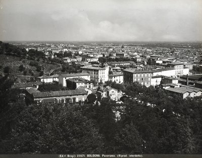 Bologna panorámája néhány gyárral és egy dombbal. alkotó: Giacomo Brogi